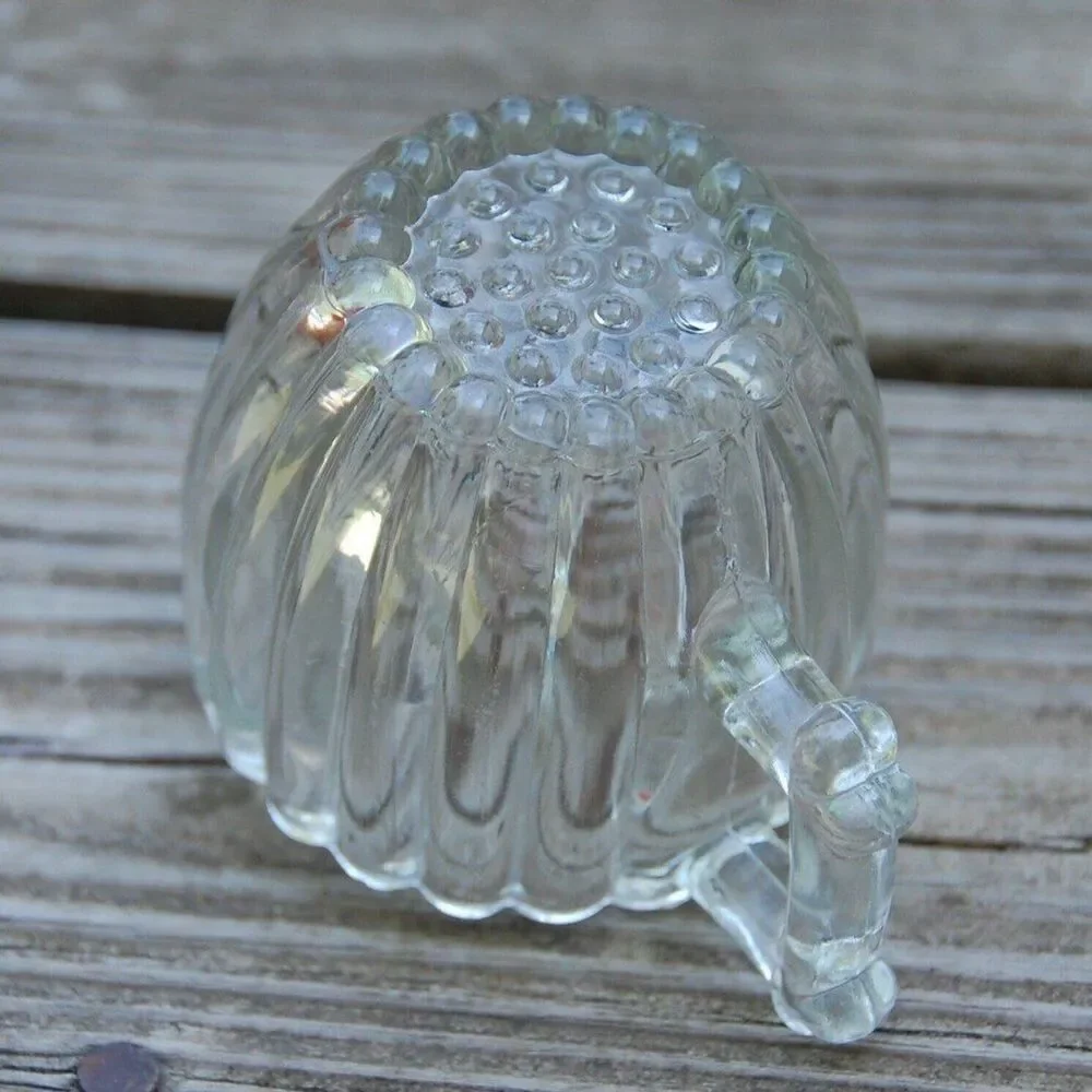 Jeannette Glass National Clear Depression Glass Creamer Ribbed Dot Design Vtg